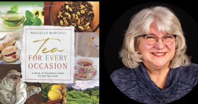Photo of author Paulella Burchill and cover of the book "Tea for Every Occasion"