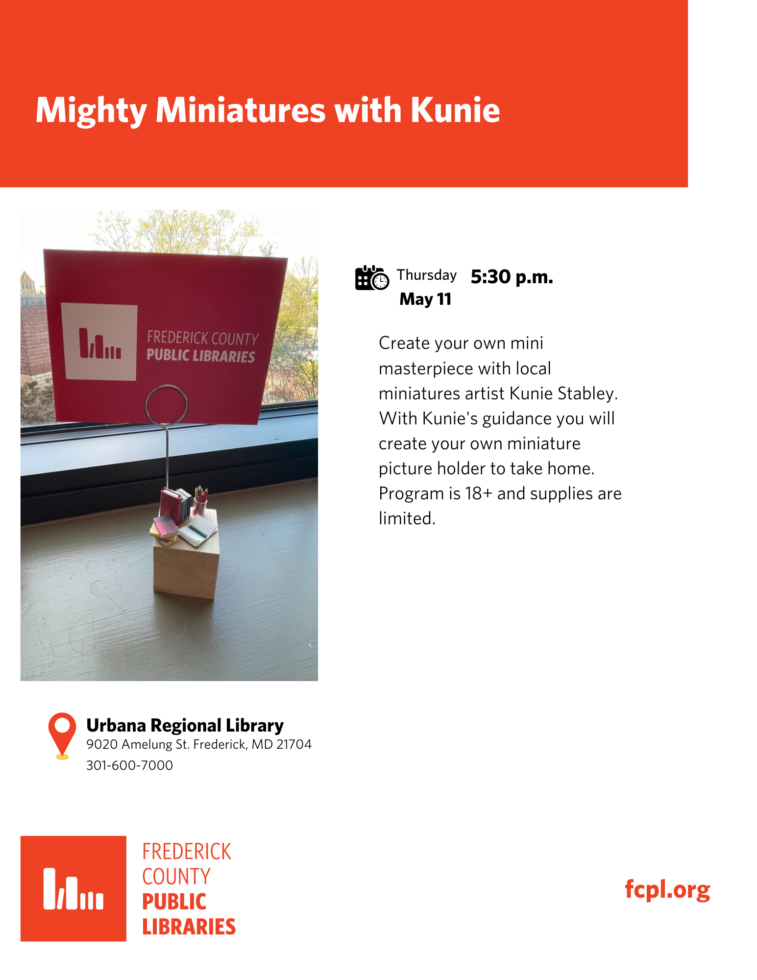 Miniature Picture Holder, Thursday May 11 at 5:30pm 