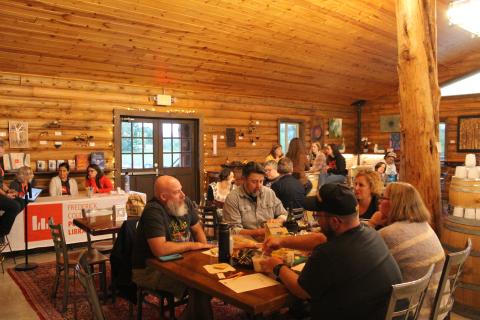 Customers at trivia night at Orchid Cellar Meadery & Winery