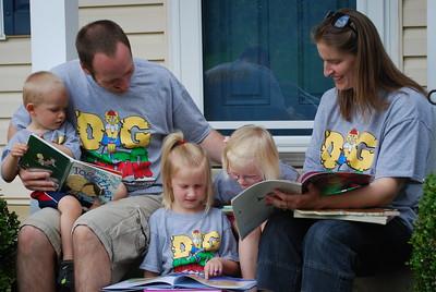 family reading together