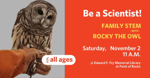 Be a Scientist! Family STEM with Rock the Owl flyer