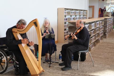 harp trio playing