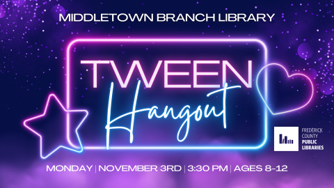 Tween Hangout, Middletown Library, Monday November 3rd at 3:30 pm, Ages 8 to 12