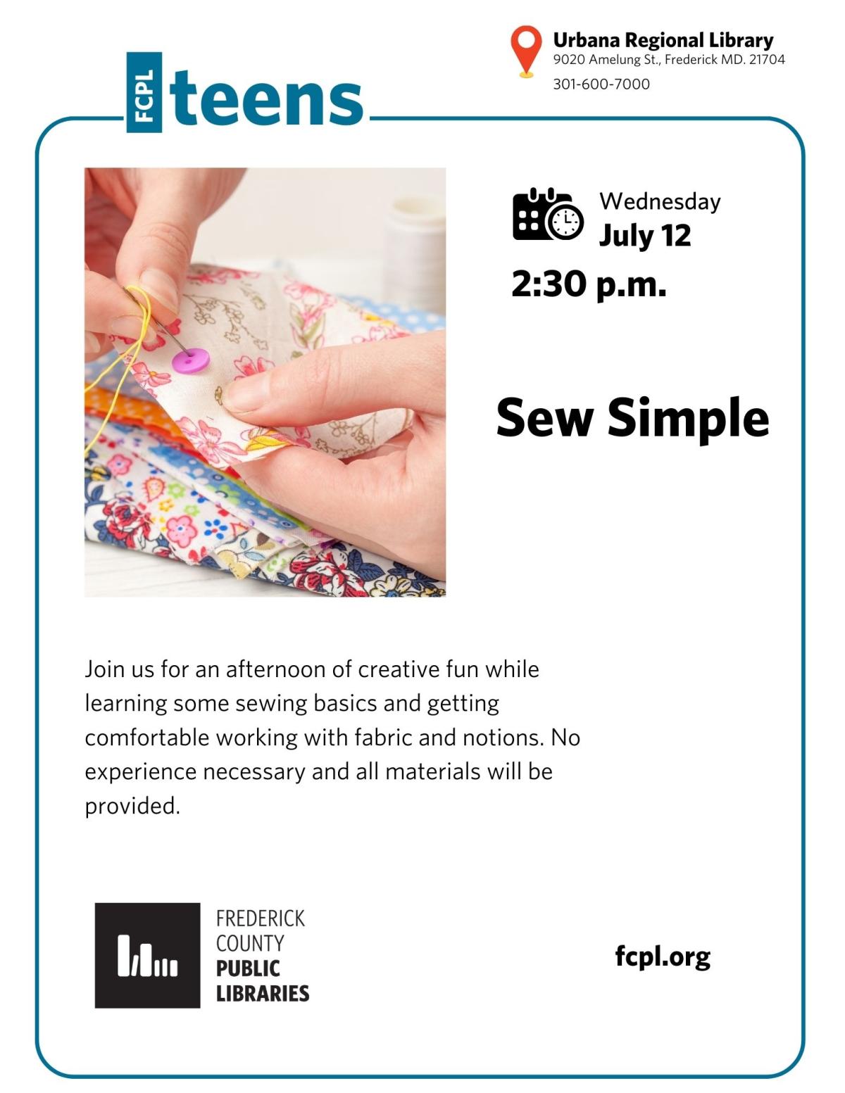 photo of two hands sewing  on pastel colored fabric