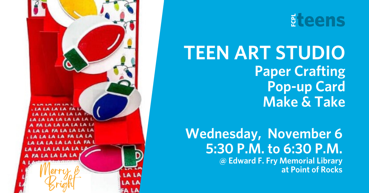 Teen Art Studio: Paper Crafting Pop-up Card Make & Take Flyer