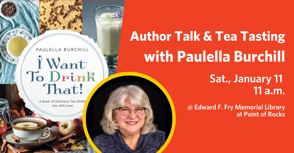 Facebook Cover for program, "Author Talk & Tea Tasting with Paulella Burchill"
