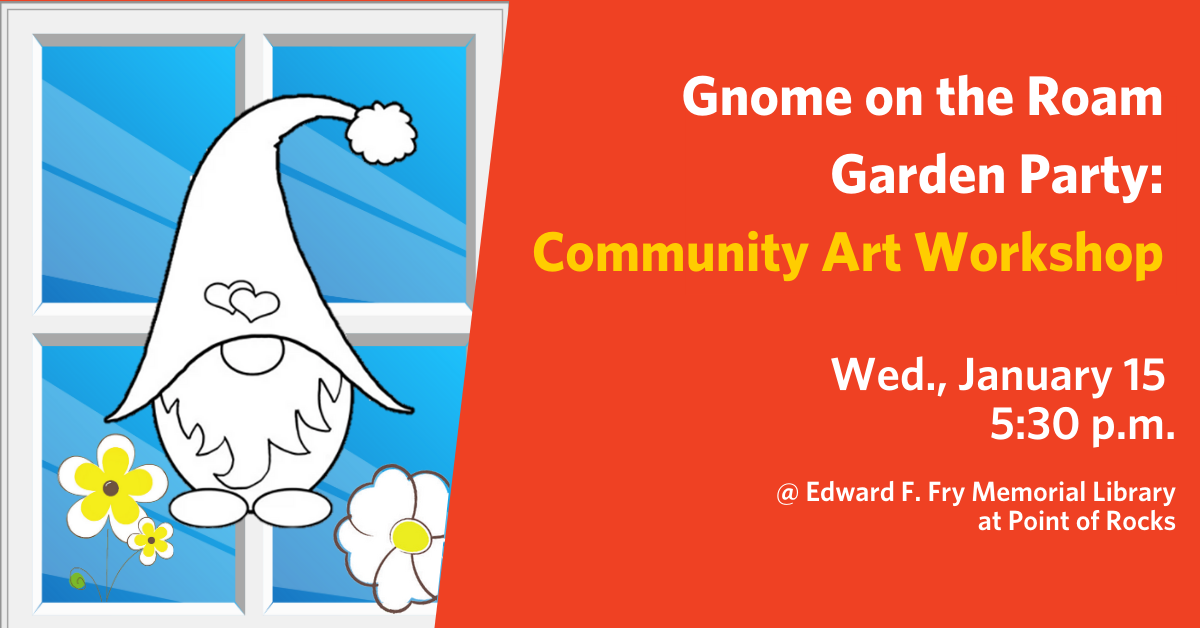 FB Banner titled: "Gnome on the Roam Garden Party Community Art Workshop"