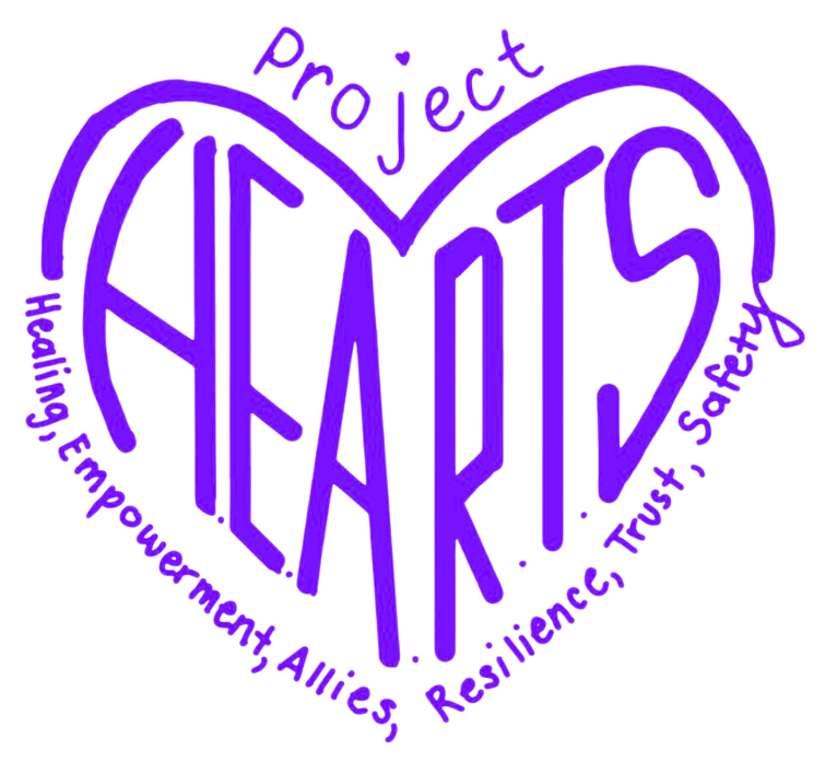 Heartly House logo spelling out Project Hearts in blue text in the shape of a heart
