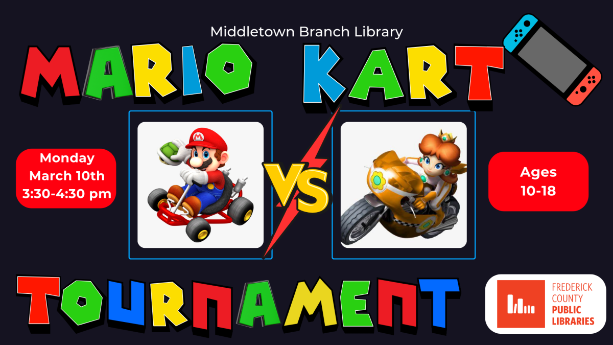 Mario Kart Tournament, Middletown Library, Ages 10 to 18, Monday March 10th at 3:30 pm